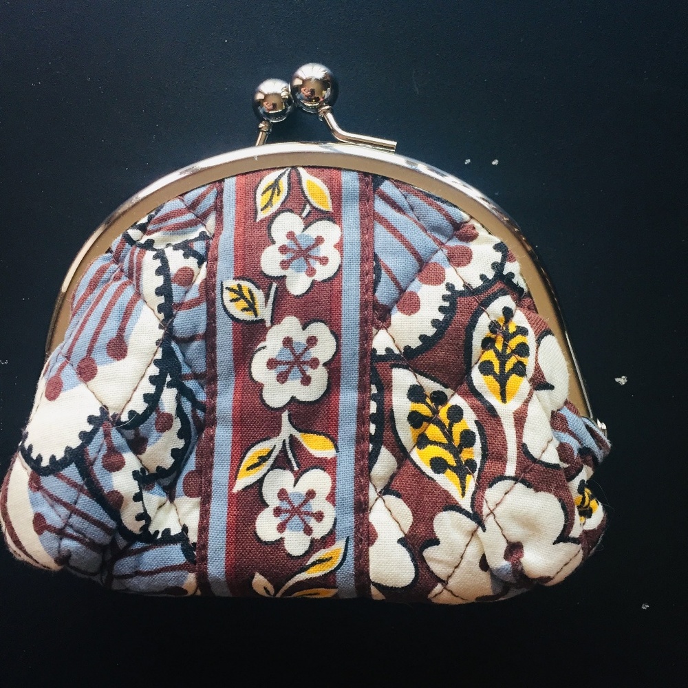 Vera Bradley Double Kiss Lock Purse-Slate Blooms